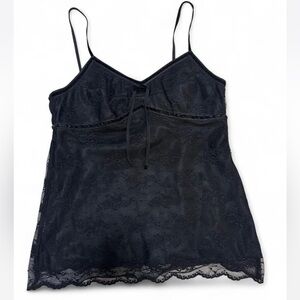 George Black Lace Camisole With Velvet Details
